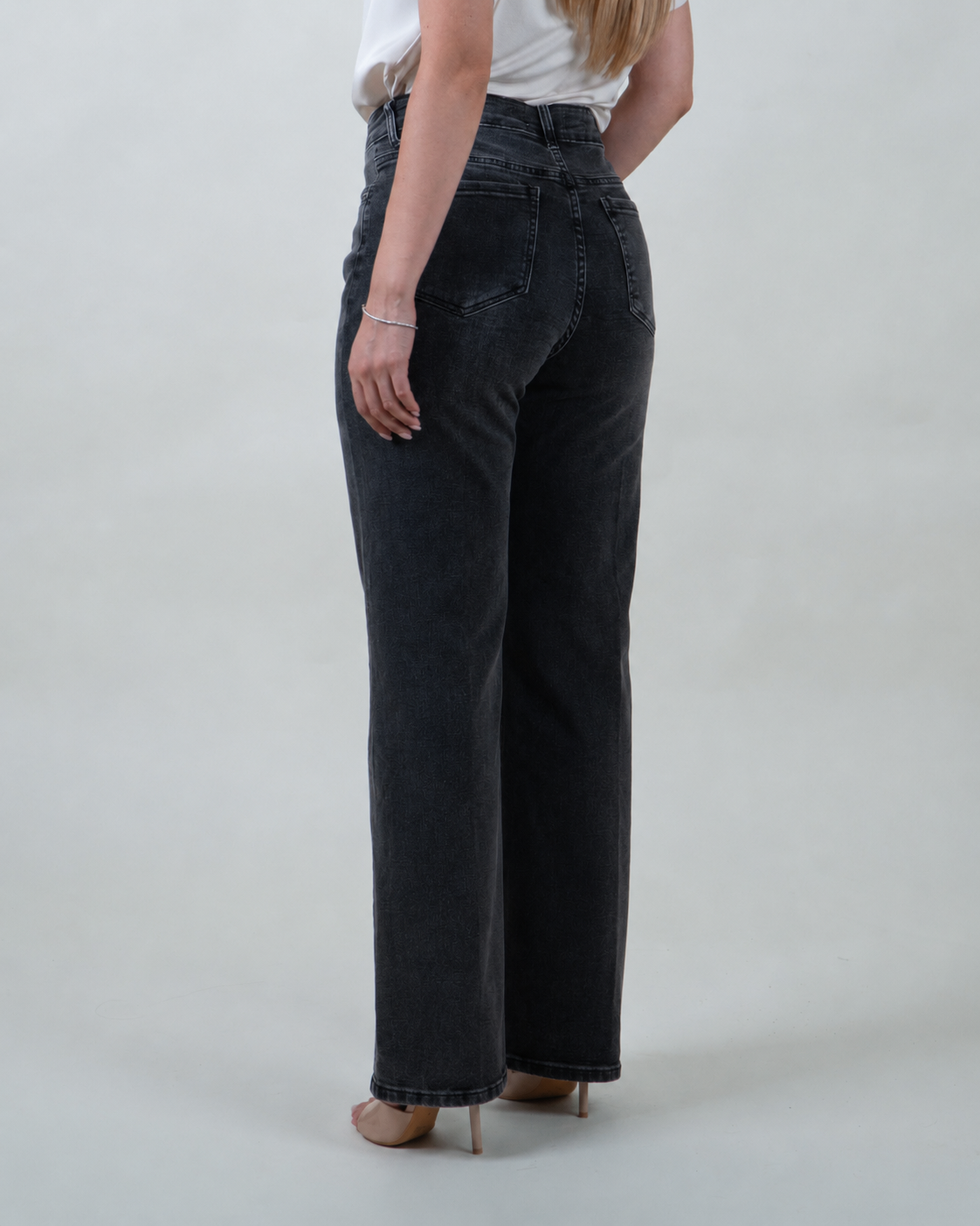 Jeans Wide Leg in Denim Grigio Scuro|Colore:Jeans