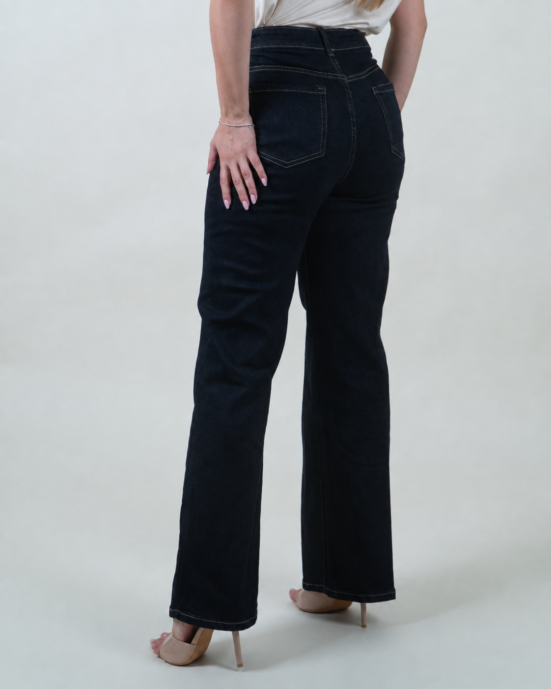 Jeans Wide Leg in Denim Blu Scuro|Colore:Jeans