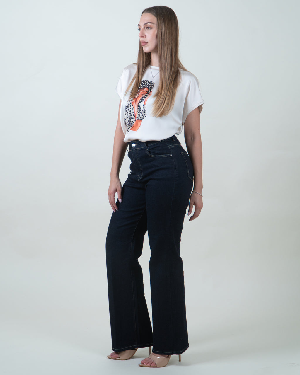 Jeans Wide Leg in Denim Blu Scuro|Colore:Jeans