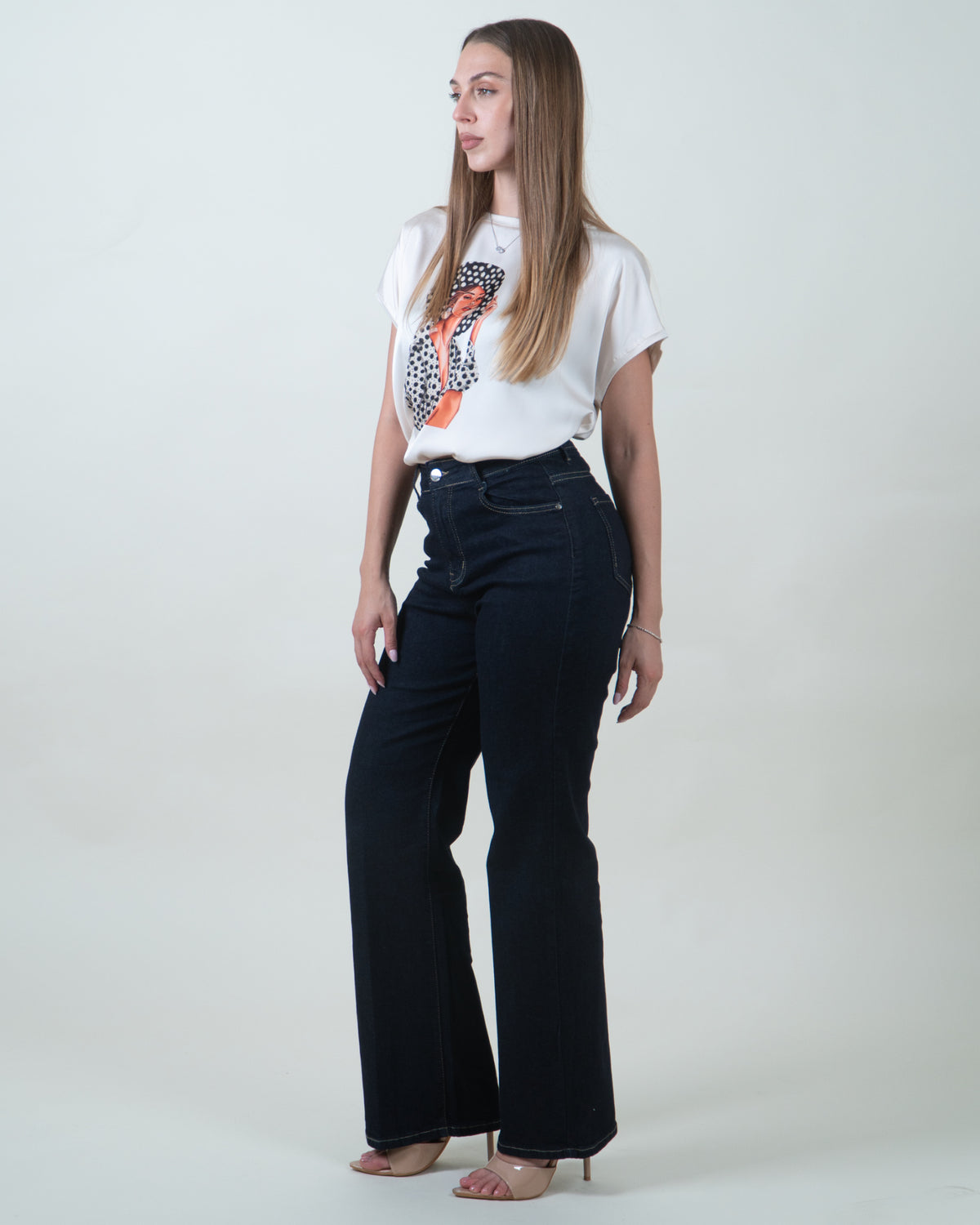 Jeans Wide Leg in Denim Blu Scuro|Colore:Jeans