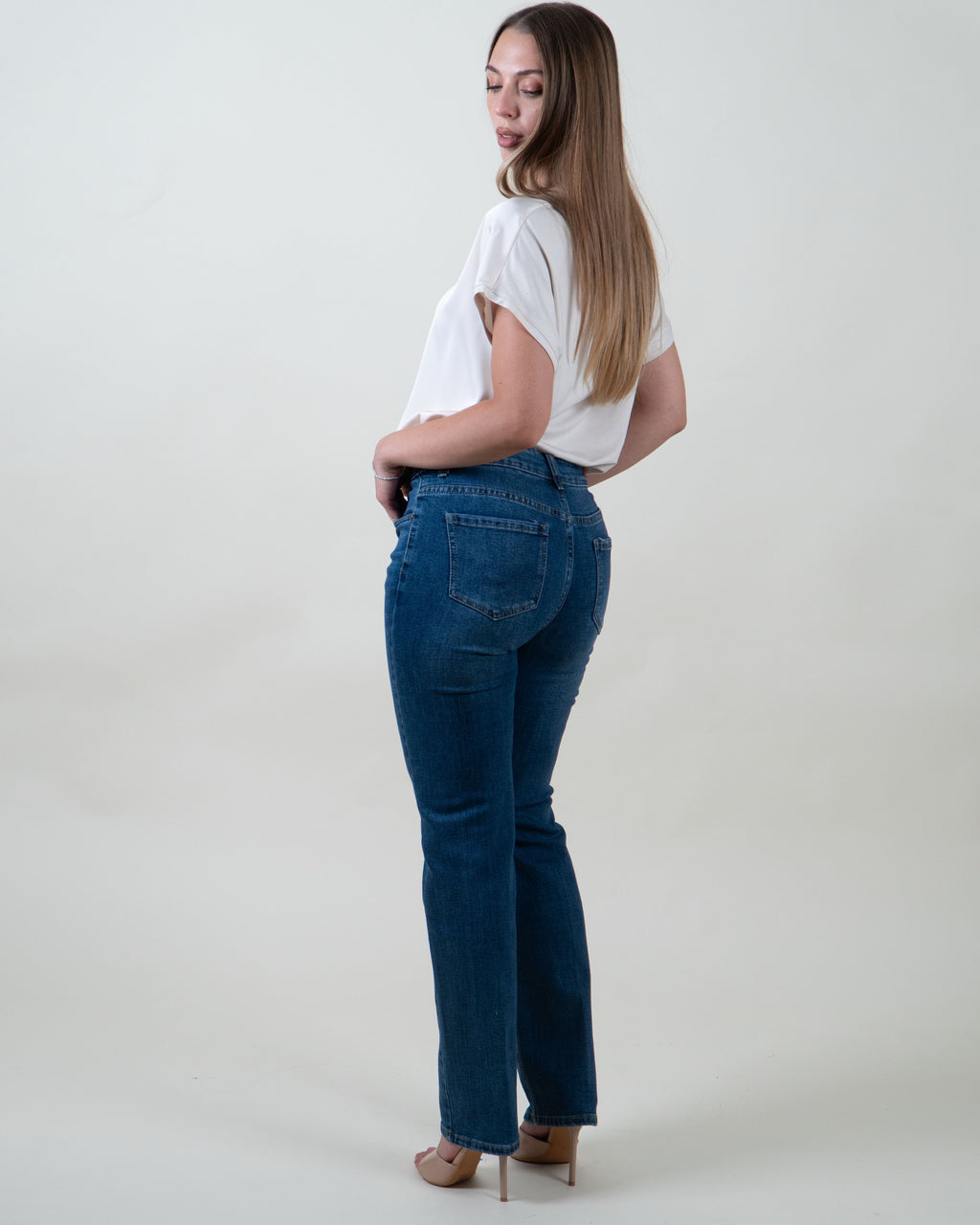 Jeans Straight Fit in Denim Blu|Colore:Jeans