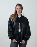 Bomber nero oversize in effetto pelle|Colore:Nero
