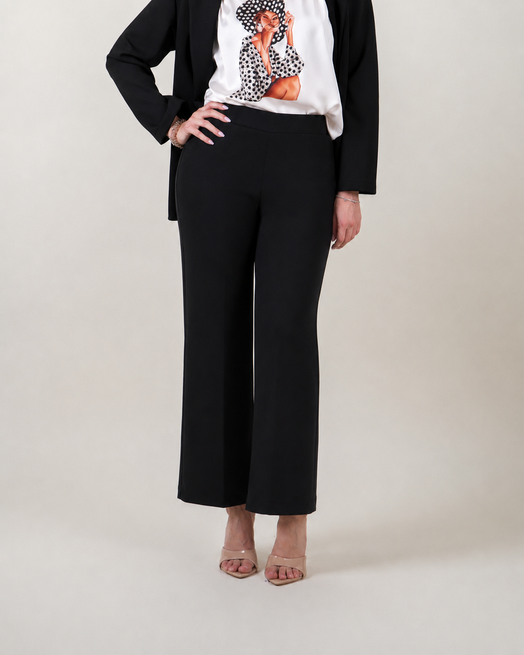 Pantaloni palazzo in felpa|Colore:Nero