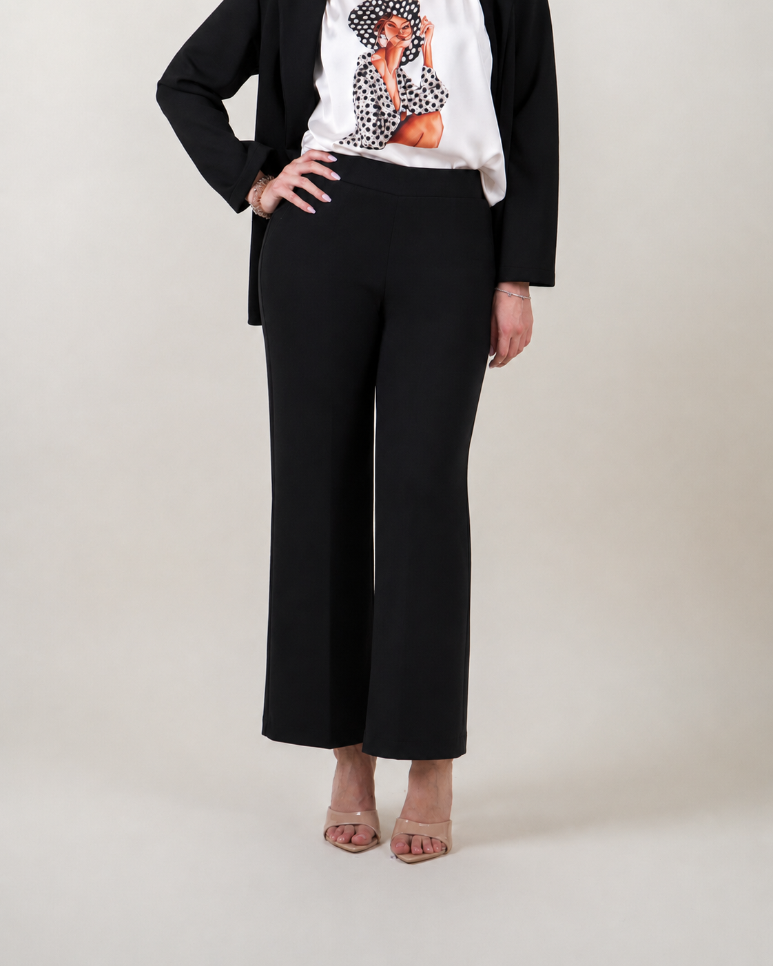 Pantaloni palazzo in felpa|Colore:Nero