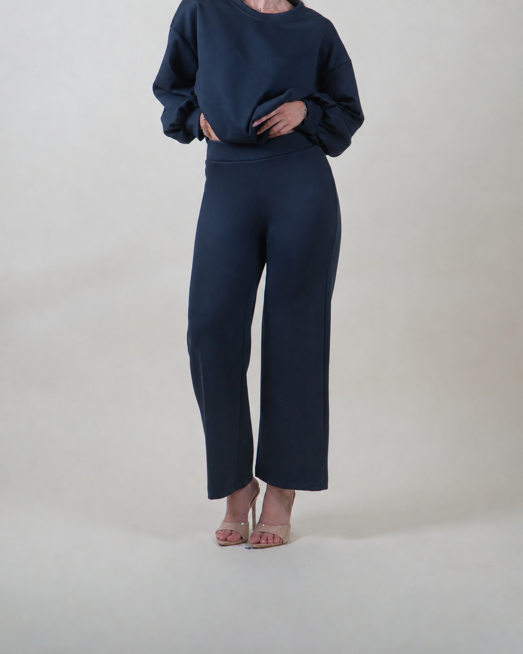 Pantaloni palazzo in felpa|Colore:Blu