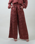 Pantaloni bordeaux satinati in jacquard|Colore:Bordeaux