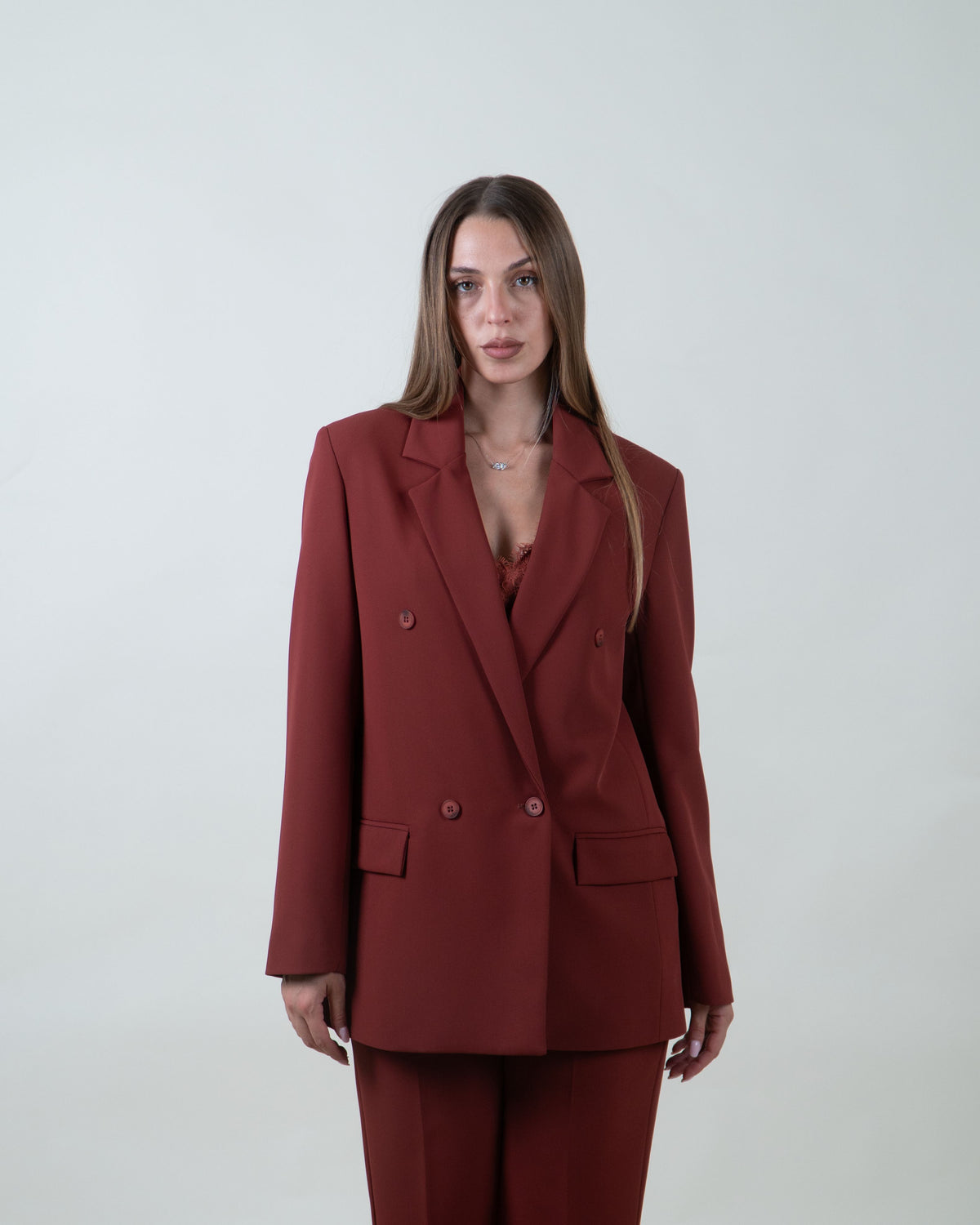 Blazer doppiopetto in cady tegola|Colore:Tegola 4