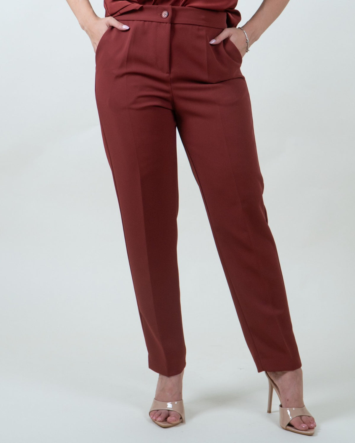 Pantaloni dritti in cady tegola|Colore:Tegola 4