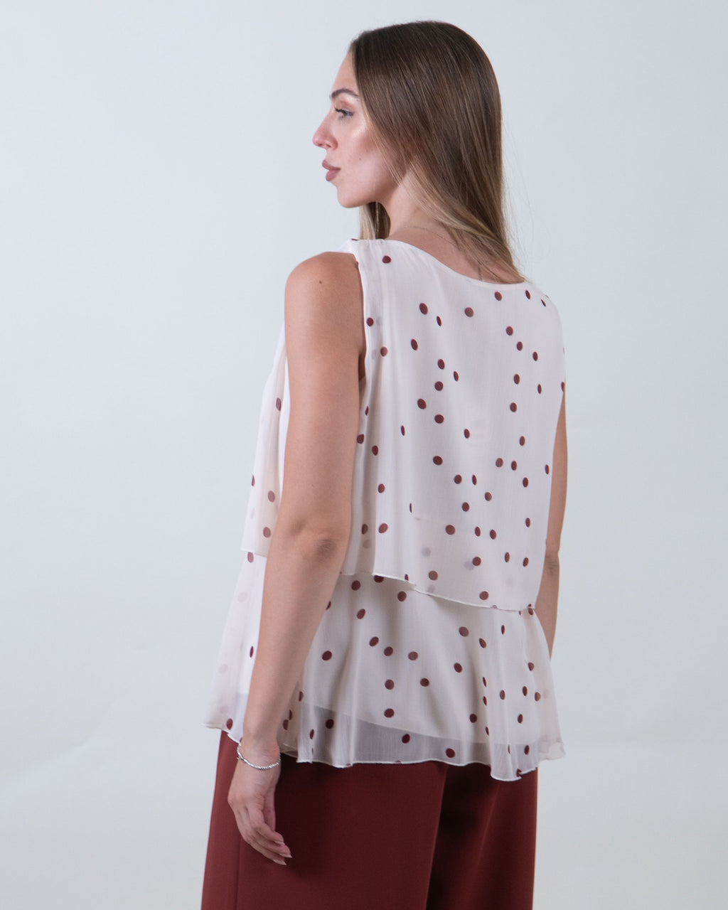 Top a balze con pois tegola|Colore:Tegola 3