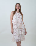 Abito midi a balze con stampa pois|Colore:Tegola 3