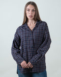 Camicia oversize a quadri blu e marrone|Colore:Blu