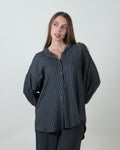 Camicia gessata oversize|Colore:Grigio