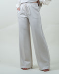 Pantaloni palazzo panna in felpa|Colore:Burro