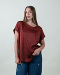 Maglia bimaterica a maniche corte|Colore:Mattone
