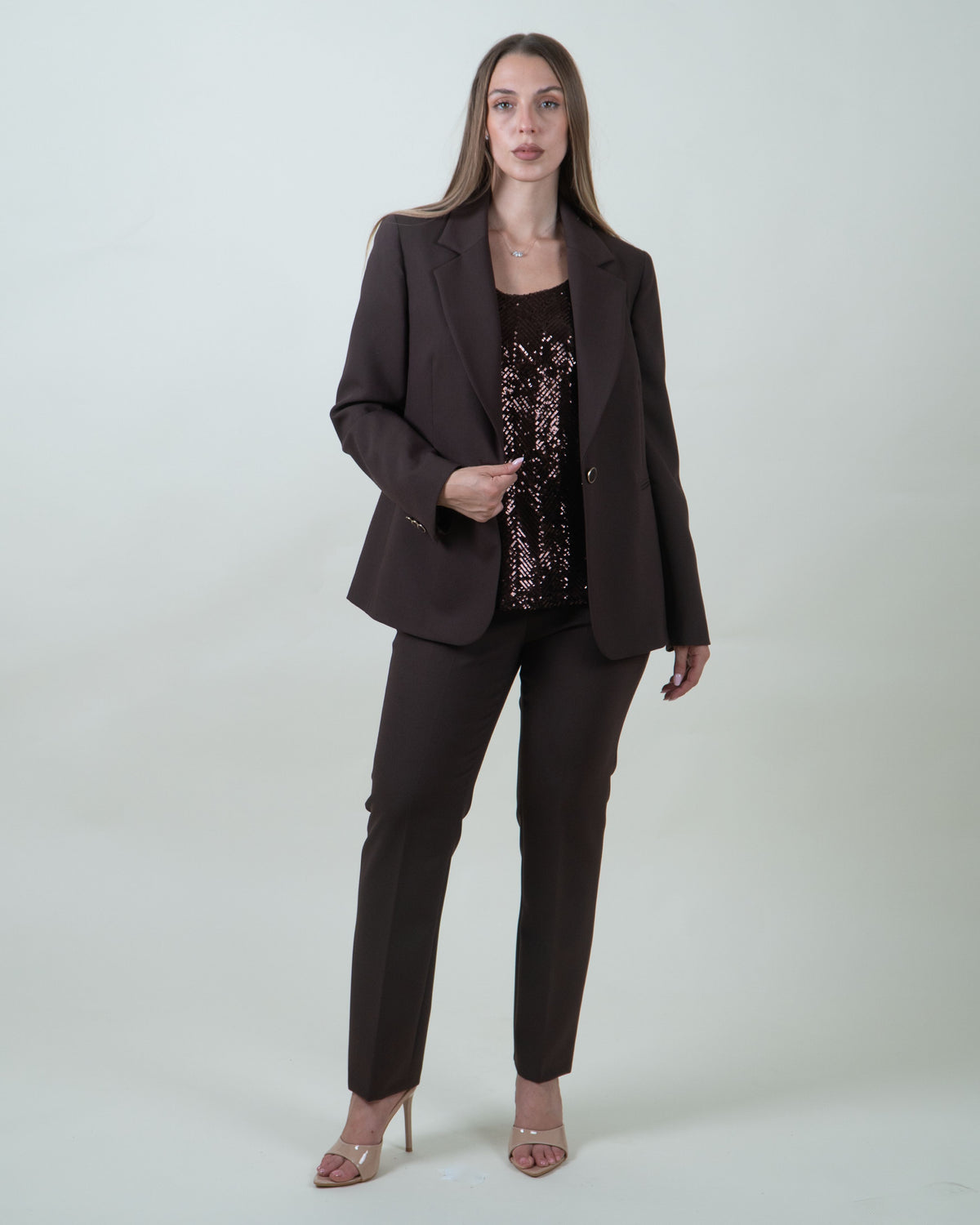 Blazer monopetto in cady|Colore:Moro