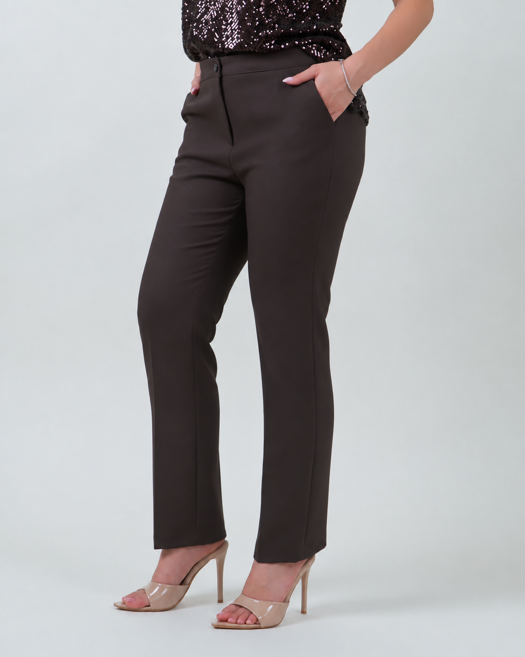 Pantaloni eleganti dritti in cady|Colore:Moro