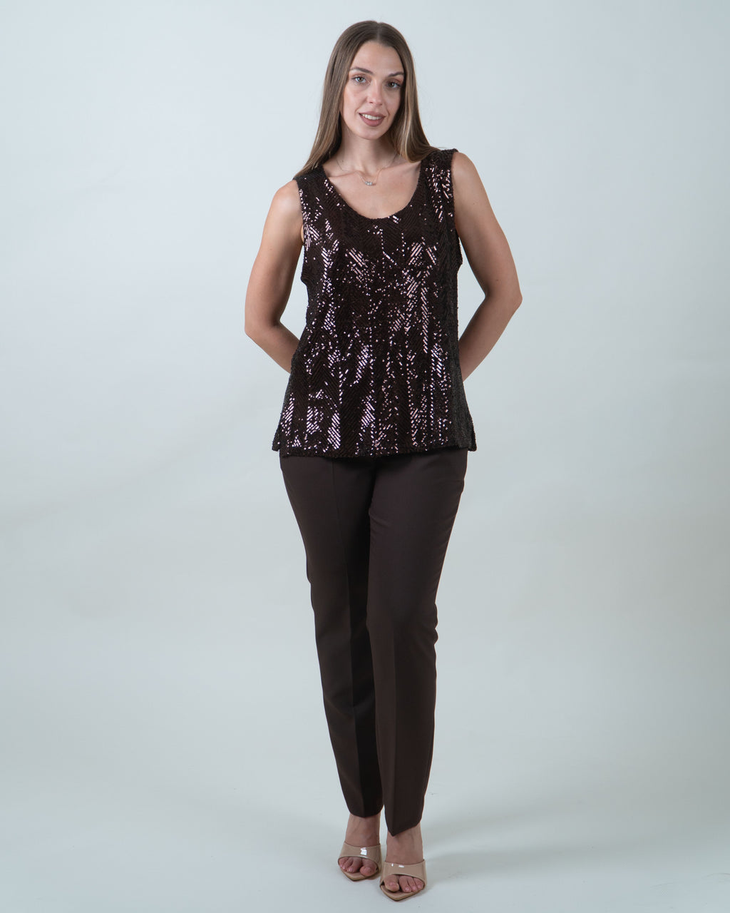 Pantaloni eleganti dritti in cady|Colore:Moro
