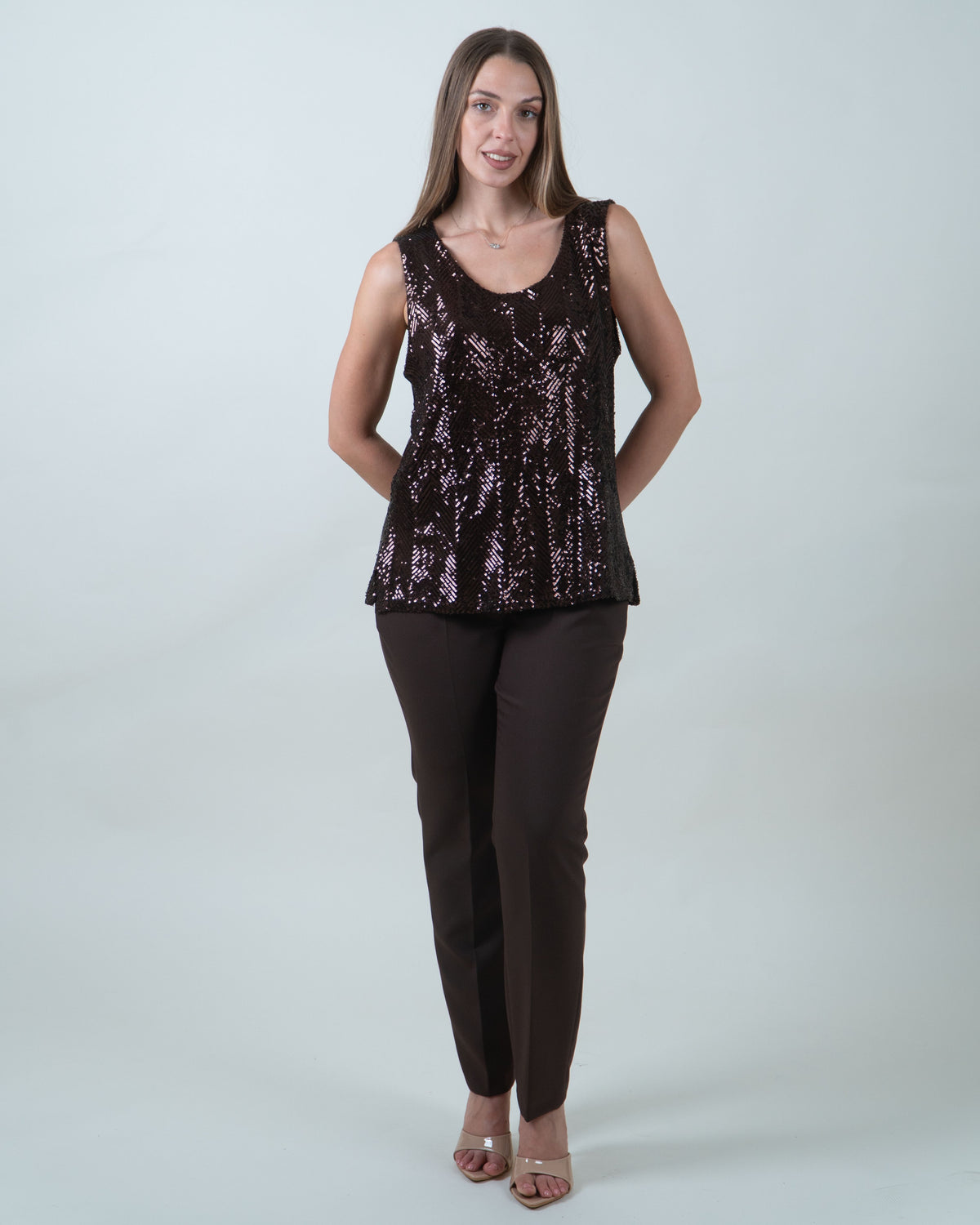 Pantaloni eleganti dritti in cady|Colore:Moro