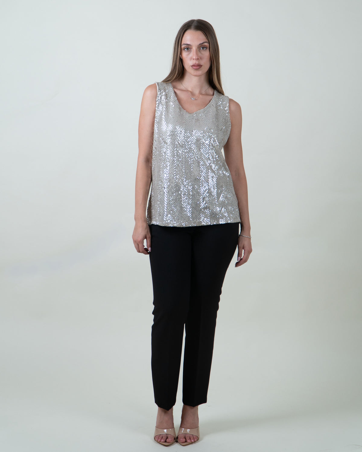 Top con paillettes|Colore:Beige