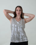 Top con paillettes|Colore:Beige