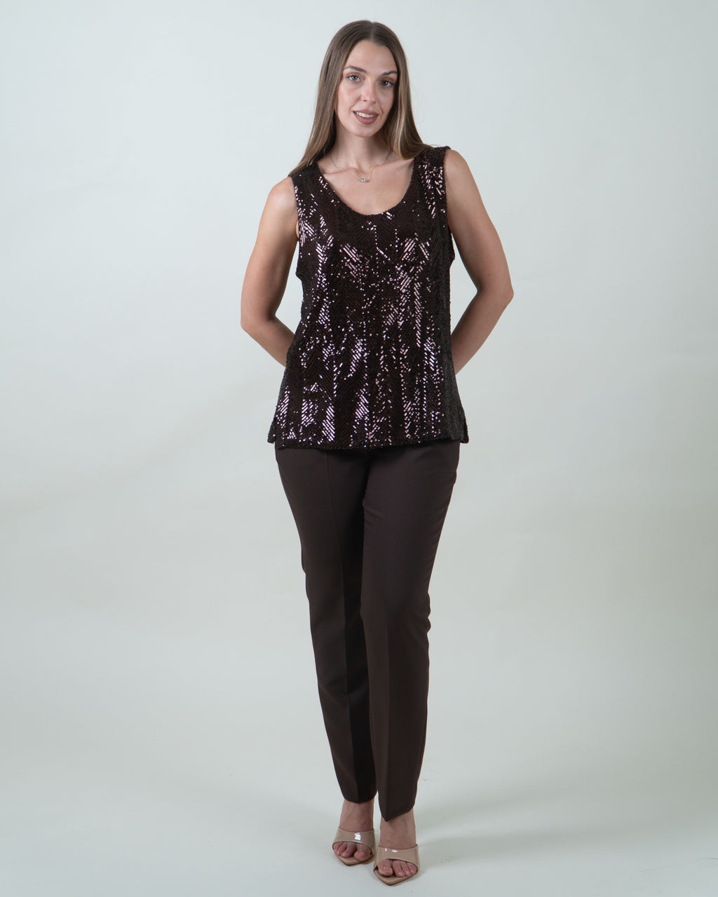 Top con paillettes|Colore:Marrone