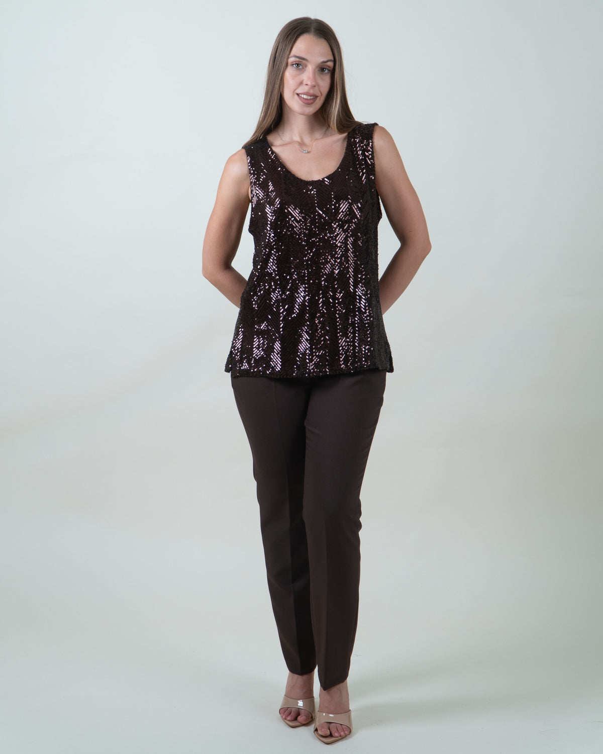 Top con paillettes|Colore:Marrone