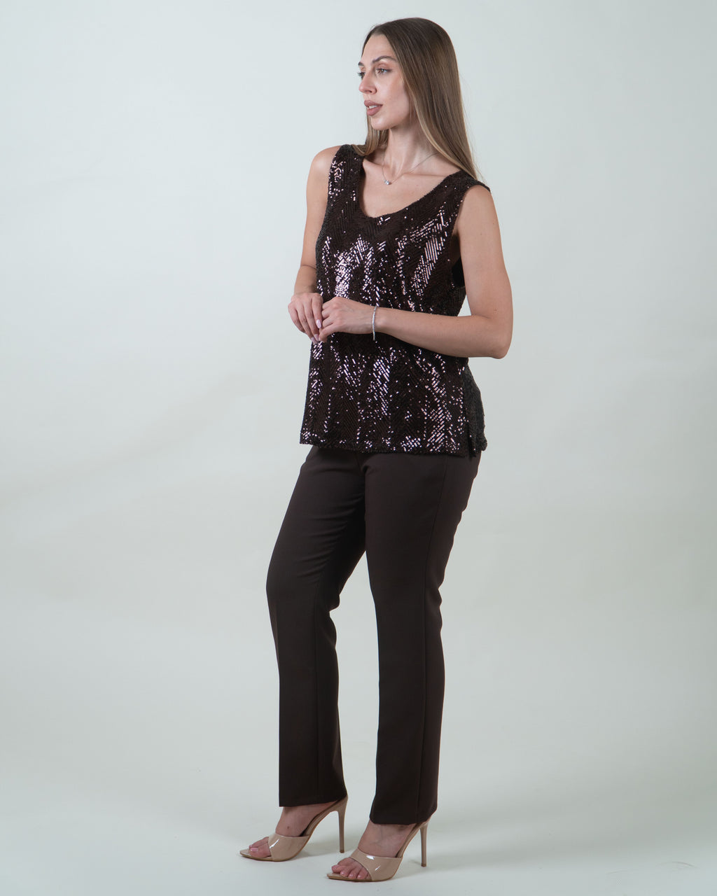 Top con paillettes|Colore:Marrone