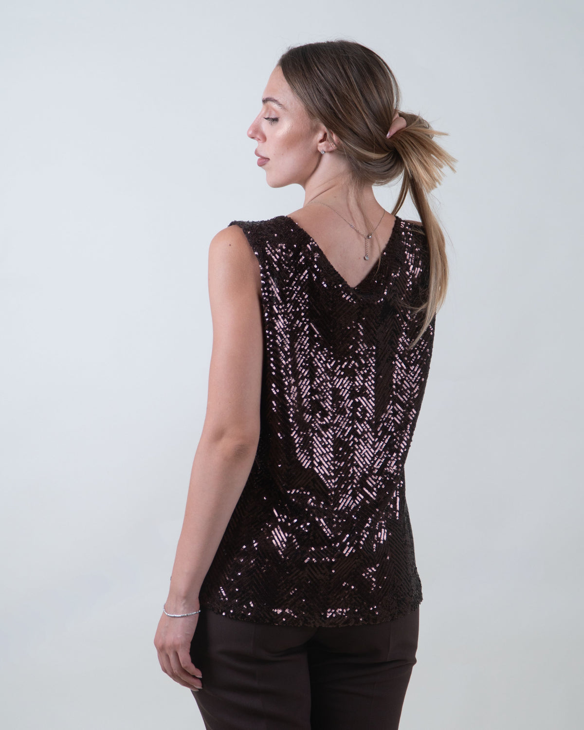 Top con paillettes|Colore:Marrone