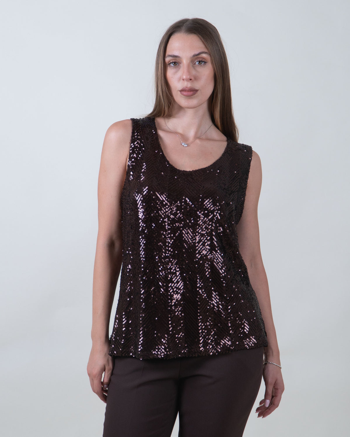 Top con paillettes|Colore:Marrone