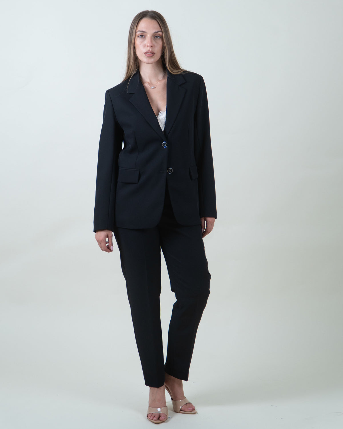 Blazer monopetto nero in cady|Colore:Nero 1