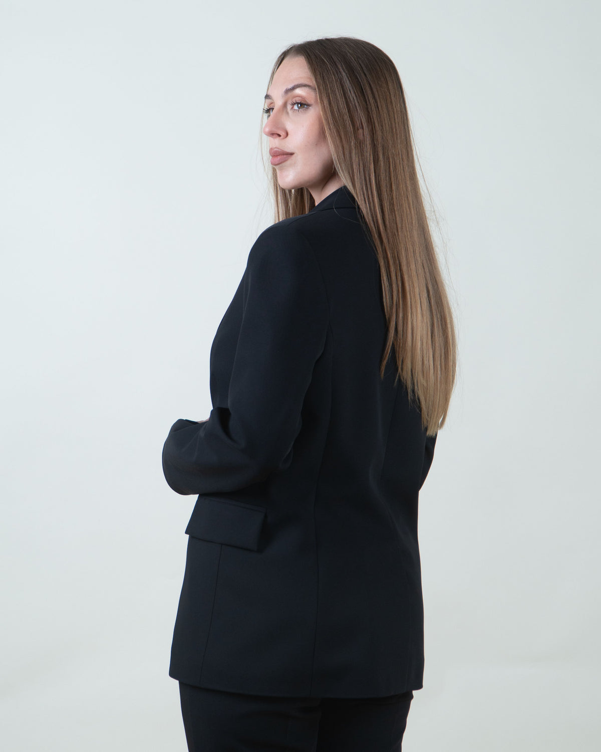 Blazer monopetto nero in cady|Colore:Nero 1