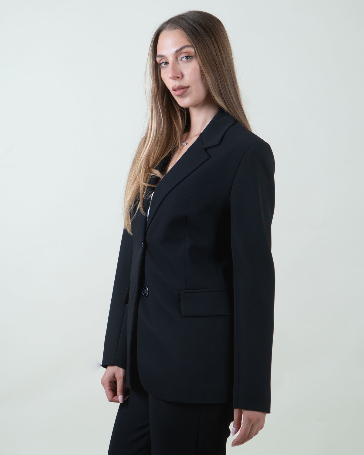 Blazer monopetto nero in cady|Colore:Nero 1