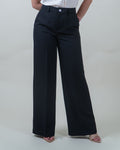 Pantaloni neri a gamba larga in cady|Colore:Nero 1