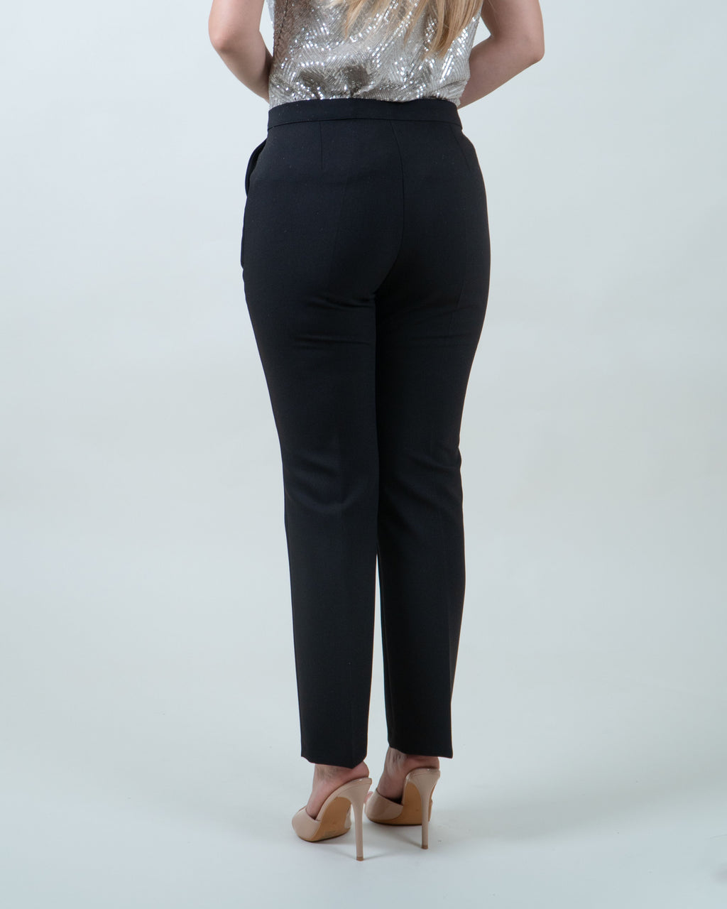 Pantaloni neri dritti in cady|Colore:Nero 1
