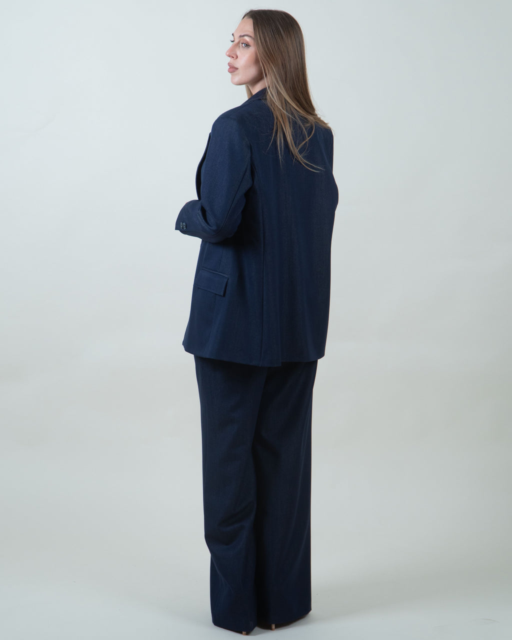 Blazer monopetto effetto denim|Colore:Jeans
