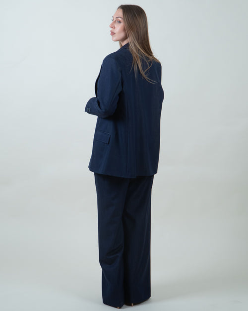 Blazer monopetto effetto denim|Colore:Jeans