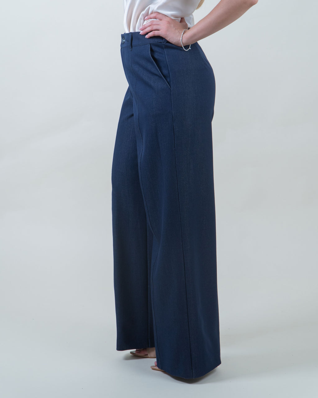 Pantaloni palazzo effetto denim|Colore:Jeans