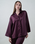 Camicia satinata bordeaux oversize|Colore:Bordeaux