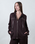 Felpa marrone con cappuccio e strass|Colore:Marrone