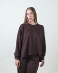 Felpa oversize marrone girocollo|Colore:Marrone