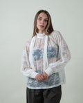 Blusa in pizzo con fiocco|Colore:Burro