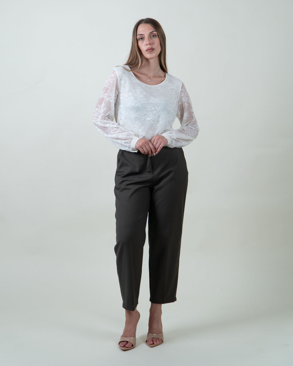 Blusa in pizzo floreale|Colore:Burro