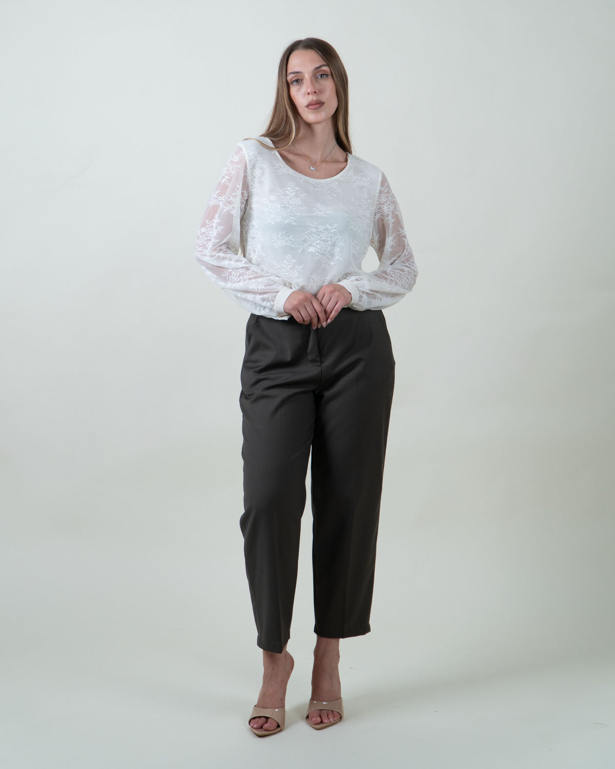 Blusa in pizzo floreale|Colore:Burro