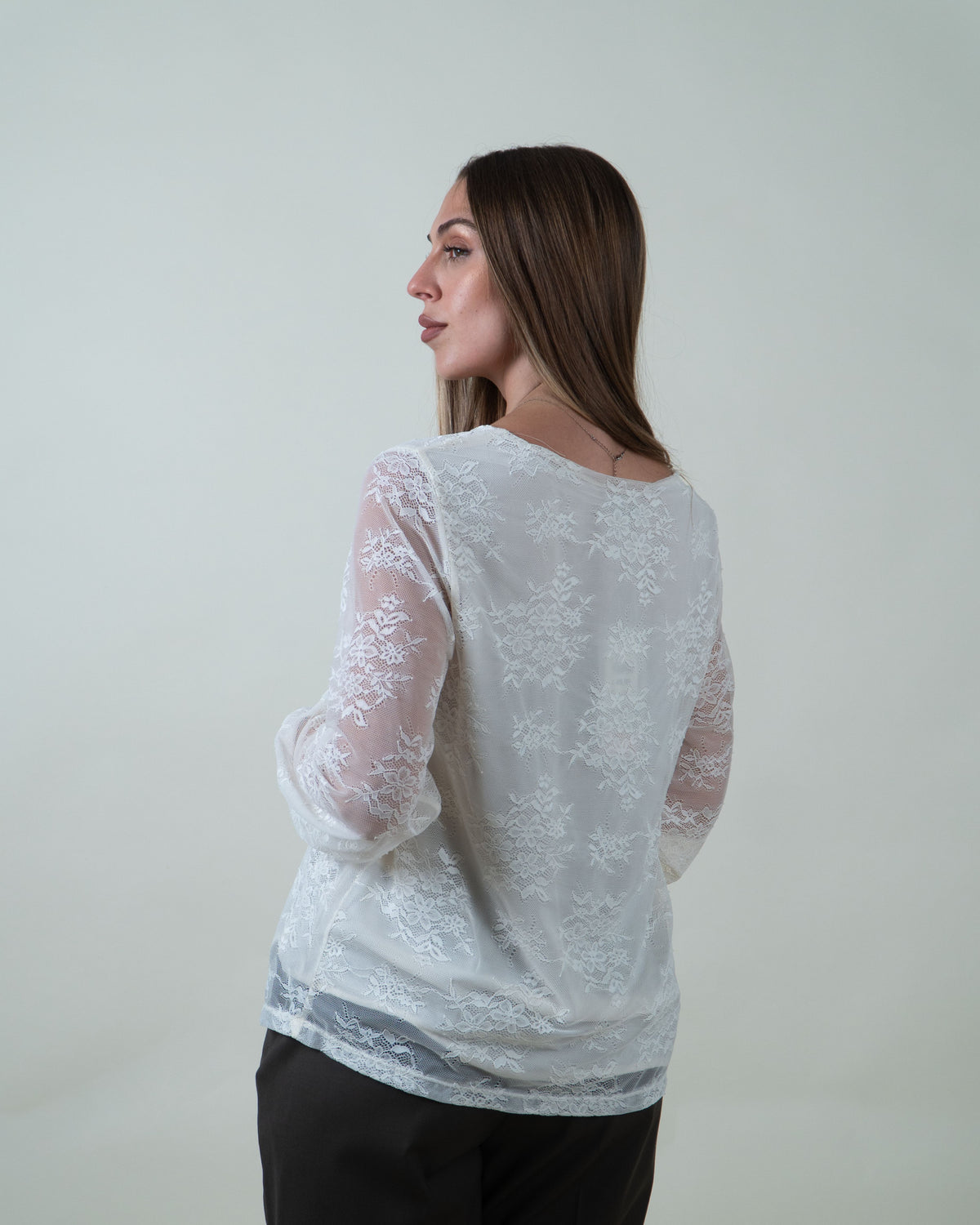 Blusa in pizzo floreale|Colore:Burro