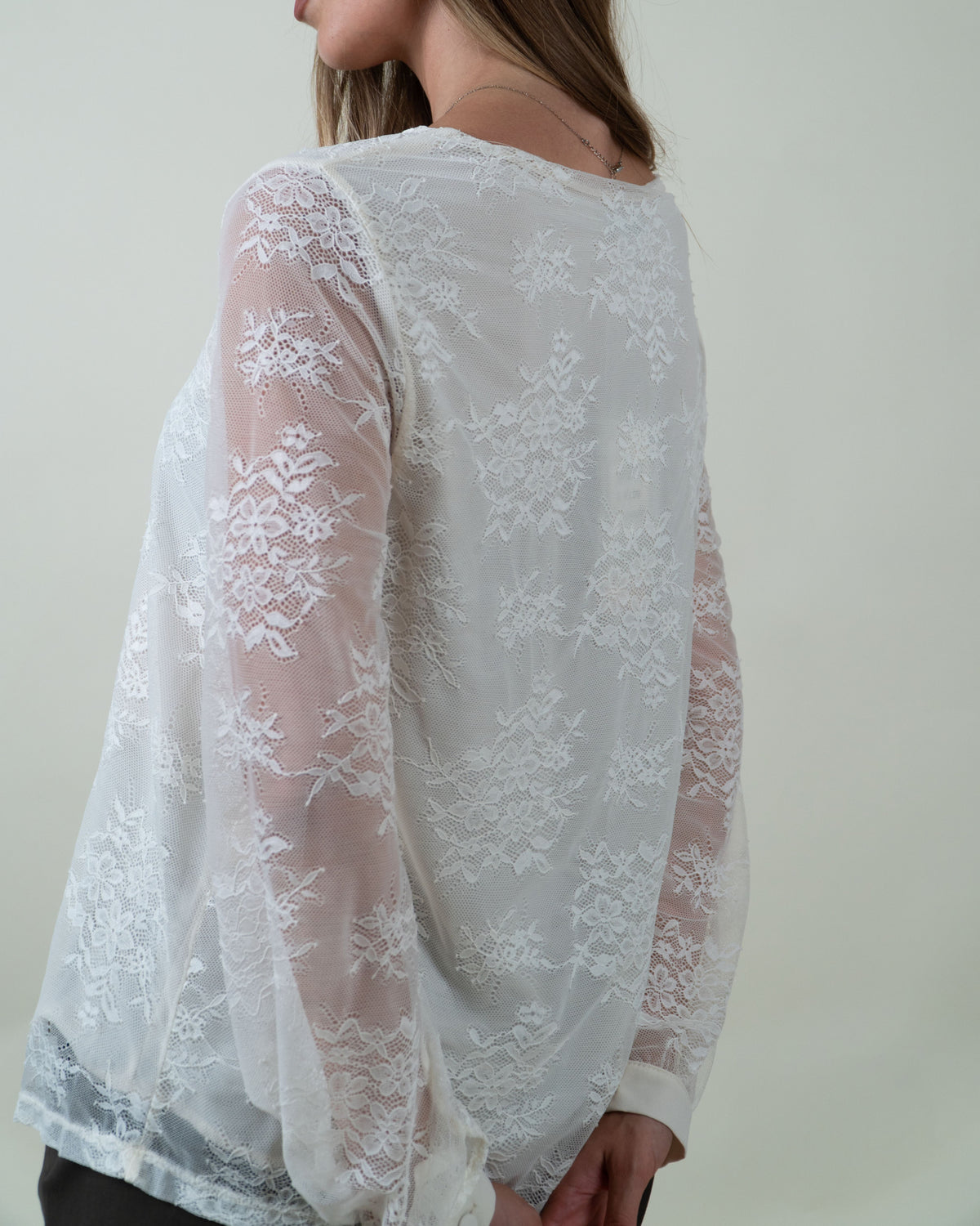Blusa in pizzo floreale|Colore:Burro