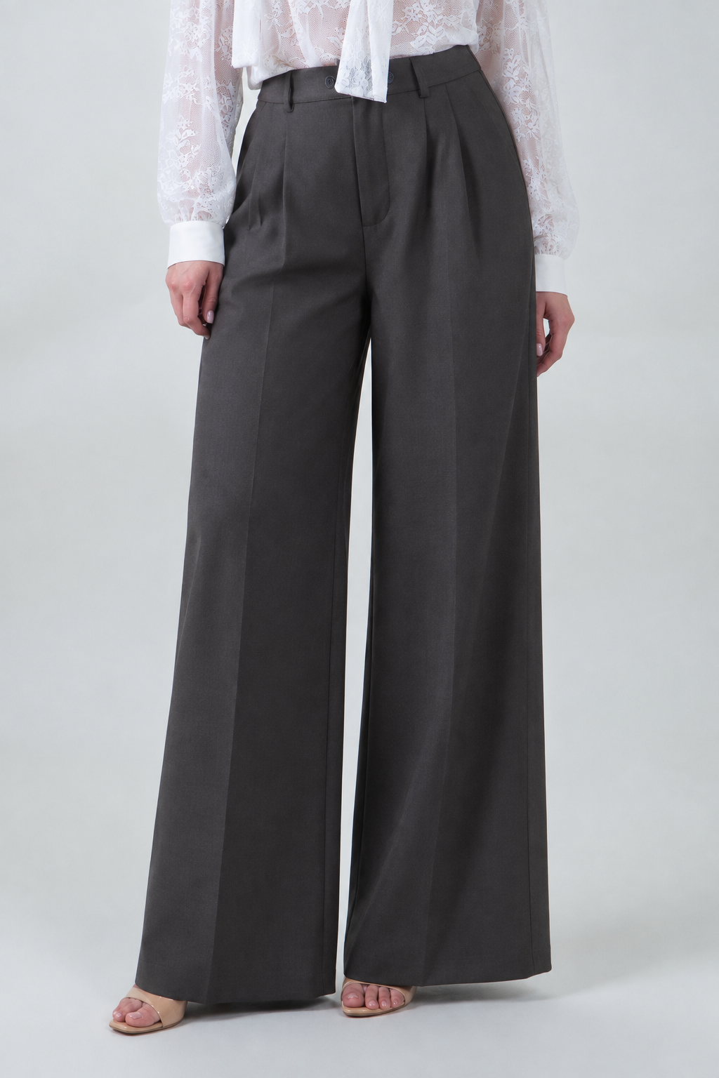 Pantaloni palazzo verde militare con pinces|Colore:Verde militare