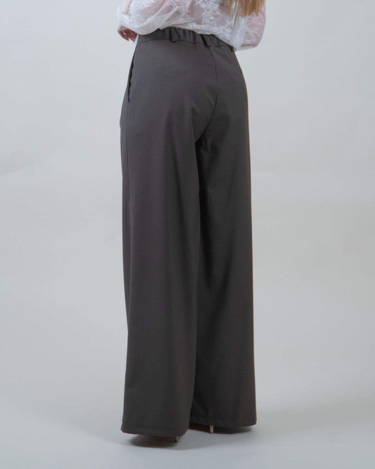 Pantaloni palazzo verde militare con pinces|Colore:Verde militare