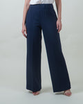 Pantaloni blu a palazzo in scuba trama diagonale|Colore:Blu