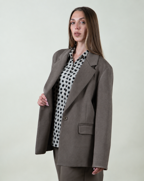 Blazer monopetto fango effetto suede|Colore:Fango