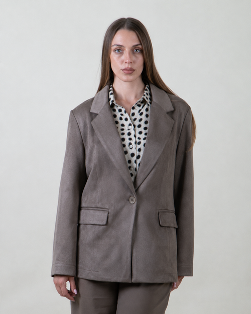 Blazer monopetto fango effetto suede|Colore:Fango